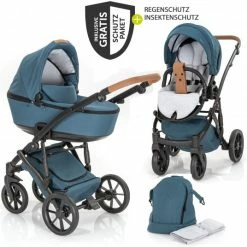 Brand new 🌟 Junama 2in 1 Kombi-Kinderwagen-Set Space inkl. Babywanne, Sportsitz,Wickeltasche & Regenschutz - Grün - Collection 2022 🤩