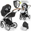 Promo 🔔 Junama 2in 1 Kombi-Kinderwagen-Set Space inkl. Babywanne, Sportsitz,Wickeltasche & Regenschutz - Schwarz - Collection 2022 👍