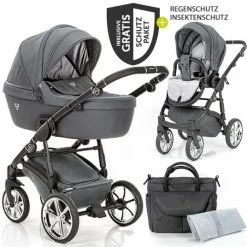 Wholesale ⌛ Junama 2in 1 Kombi-Kinderwagen-Set Termo Line Tex inkl. Babywanne, Sportsitz,Wickeltasche & Regenschutz - Grau - Collection 2022 ⌛
