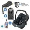 Budget 🎉 Maxi-Cosi Babyschale CabrioFix i-Size ab Geburt-15 Monate (40-75 cm) i-Size Base, Einschlagdecke & Schnullerbox - Essential Graphite - Collection 2022 🔔