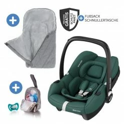 Coupon 😀 Maxi-Cosi Babyschale CabrioFix i-Size ab Geburt - 15 Monate (40-75 cm) inkl. Fußsack & Schnullerbox - Essential Green - Collection 2022 🥰