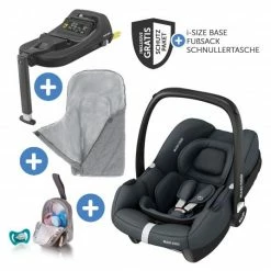 Best deal 🧨 Maxi-Cosi Babyschale CabrioFix i-Size ab Geburt-15 Monate (40-75 cm) inkl. i-Size Base, Fußsack & Schnullerbox - Essential Graphite - Collection 2022 💯