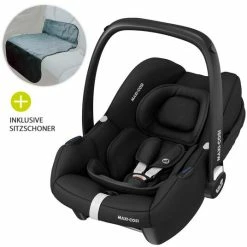 Outlet 🎁 Maxi-Cosi Babyschale CabrioFix i-Size ab Geburt - 15 Monate (40-83 cm) inkl. Autositz-Schutzunterlage - Essential Black - Collection 2022 👏