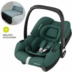 Outlet 🔥 Maxi-Cosi Babyschale CabrioFix i-Size ab Geburt - 15 Monate (40-83 cm) inkl. Autositz-Schutzunterlage - Essential Green - Collection 2022 ⌛