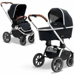 Outlet 🎉 Moon 2in1 Kombi-Kinderwagen Resea S Basic mit Sportsitz, Babywanne - bis 22 kg - Navy Melange - Collection 2022 🌟