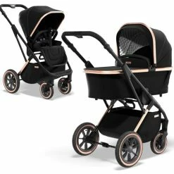 New ✔️ Moon 2in1 Kombi-Kinderwagen Rocca Edition mit Sportsitz, Babywanne & Träumeland Matratze, Lufträder - bis 22 kg - Rose Gold - Collection 2022 ✨