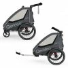 Outlet 🥰 Qeridoo Kinderfahrradanhänger & Buggy QUPA 2 für 2 Kinder mit Kupplung, Blattfeder-Dämpfsystem (bis 60 kg) - Grey - Collection 2022 😀