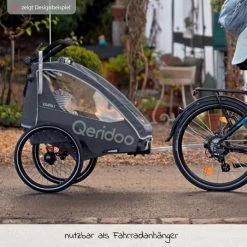 Outlet 🥰 Qeridoo Kinderfahrradanhänger & Buggy QUPA 2 für 2 Kinder mit Kupplung, Blattfeder-Dämpfsystem (bis 60 kg) - Grey - Collection 2022 😀 -Way Sales qeridoo kinderfahrradanhanger buggy qupa 2 fur 2 kinder mit kupplung blattfeder dampfsystem bis 60 kg grey q qup2 22 gr d3