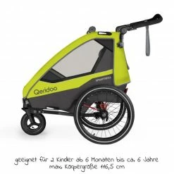 Wholesale 🎉 Qeridoo Kinderfahrradanhänger & Buggy Sportrex 2 Lt. Edition für 2 Kinder mit Kupplung, Dämpfsystem (bis 60kg) - Lime Green - Collection 2022 🎉 -Way Sales qeridoo kinderfahrradanhanger buggy sportrex 2 lt edition fur 2 kinder mit kupplung dampfsystem bis 60kg lime green q spr2 22 lg d5