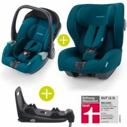 Budget 😉 Recaro 2 in 1 Kindersitz-Set Babyschale Avan & Reboarder Kio inkl. Isofixbase ab Geburt bis 4 Jahre - Select - Teal Green - Collection 2022 👏