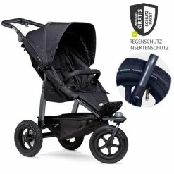 Best Sale 👏 TFK Buggy & Sportkinderwagen Mono mit Luftreifen inkl. Sportsitz bis 34 kg + XXL-Zamboo Zubehörpaket - Schwarz - Collection 2022 🔥