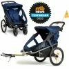 Budget 🎉 TFK Fahrradanhänger und Kinderwagen Velo 2 für 2 Kinder (bis 44 kg ) + Deichsel - Marine - Collection 2022 😉