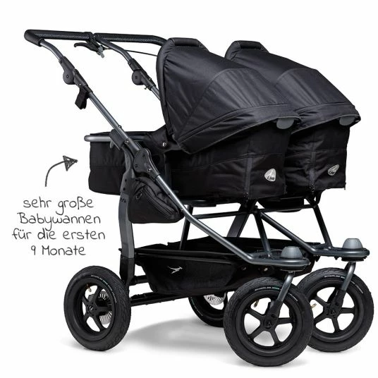 Budget 👏 TFK Geschwister- & Zwillingskinderwagen Duo mit Luftreifen - 2x Kombi-Einheit (Wanne + Sitz) + XXL Zamboo Zubehör - Schwarz - Collection 2022 😀 4 Budget 👏 TFK Geschwister- & Zwillingskinderwagen Duo mit Luftreifen - 2x Kombi-Einheit (Wanne + Sitz) + XXL Zamboo Zubehör - Schwarz - Collection 2022 😀 - Image 4