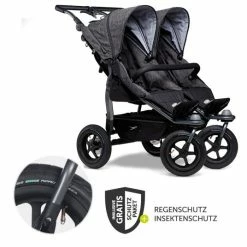 Best deal 🤩 TFK Geschwister- & Zwillingsportwagen Duo mit Luftreifen - 2x Sportsitze bis 45 kg + XXL Zamboo Zubehör - Anthrazit - Collection 2022 🛒