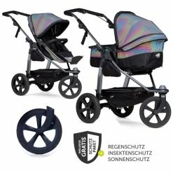 Coupon 🥰 TFK Kombi-Kinderwagen Mono mit Luftkammerreifen - inkl. Kombi-Einheit (Babywanne + Sitz) und XXL-Zamboo Zubehörpaket - Glow - Collection 2022 ⭐