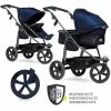 Discount 🌟 TFK Kombi-Kinderwagen Mono mit Luftkammerreifen - inkl. Kombi-Einheit (Babywanne+Sitz) und XXL-Zamboo Zubehörpaket - Marine - Collection 2022 🎉
