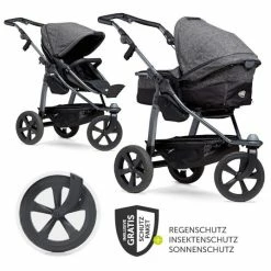 Coupon 🛒 TFK Kombi-Kinderwagen Mono mit Luftkammerreifen und Kombi-Einheit (Babywanne+Sitz) + XXL-Zamboo Zubehörpaket - Anthrazit - Collection 2022 👍