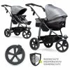 Flash Sale 🤩 TFK Kombi-Kinderwagen Mono mit Luftkammerreifen - inkl. Kombi-Einheit (Babywanne + Sitz) + XXL-Zamboo Zubehörpaket - Grau - Collection 2022 ❤️