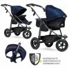 Coupon 👍 TFK Kombi-Kinderwagen Mono mit Luftreifen - inkl. Kombi-Einheit (Babywanne + Sitz) und XXL-Zamboo Zubehörpaket - Marine - Collection 2022 🥰