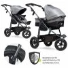 Cheapest 👏 TFK Kombi-Kinderwagen Mono mit Luftreifen - inkl. Kombi-Einheit (Babywanne + Sitz) und XXL-Zamboo Zubehörpaket - Grau - Collection 2022 😀