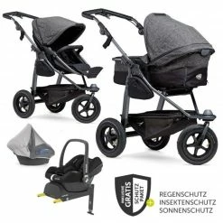 Budget 🔥 TFK Kombi-Kinderwagen Mono mit Luftreifen, Kombi-Einheit, Babyschale Cabriofix, Isofix-Basis & XXL-Zamboo Zubehör - Premium Anthrazit - Collection 2022 👍