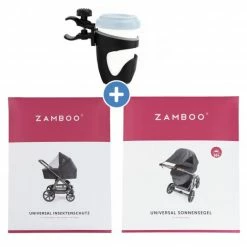 Best deal 😍 Zamboo 3-teiliges Sommer- & Schutzset für Kinderwagen mit Sonnensegel, Insektenschutz & Getränkehalter 🎉