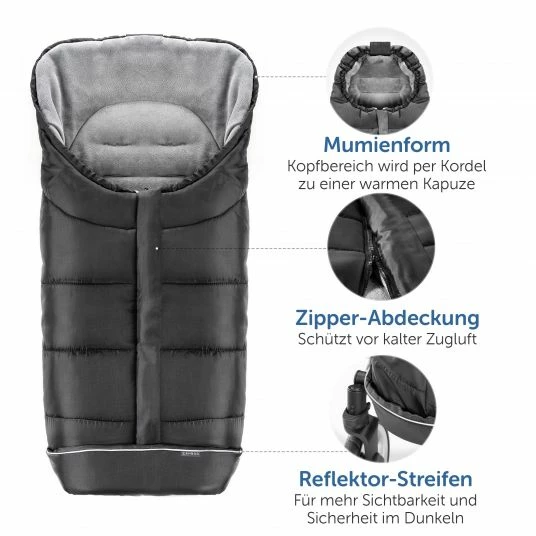 Wholesale 🧨 Zamboo 3-tlg. Winter-Set für Kinderwagen mit Thermo Fußsack, Handmuff & Reflektoren - Schwarz Grau - Collection 2022 🧨 2 Wholesale 🧨 Zamboo 3-tlg. Winter-Set für Kinderwagen mit Thermo Fußsack, Handmuff & Reflektoren - Schwarz Grau - Collection 2022 🧨 - Image 2