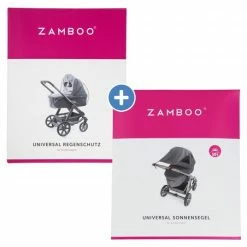 Budget 🎁 Zamboo Erstlings- & Schutzset für Kinderwagen mit Sonnensegel & Regenschutz 🎁