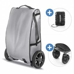 Hot Sale 😍 Zamboo Transporttasche für Buggy und Kindersitz inkl. Radschutzhüllen - Grau 👍