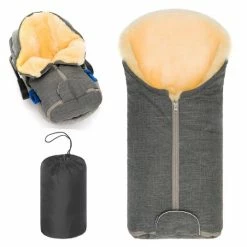 Flash Sale 💯 Zamboo Universal Lammfell-Fußsack für Babyschale & Babywanne - Melange Hellgrau ⭐