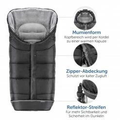Best deal 🧨 Zamboo Universal Thermo Footmuff Multifunction Comfort for Strollers and Buggies - Black Grey 🌟 -Way Sales zamboo universal thermo fusssack multifunktion comfort fur kinderwagen und buggy schwarz grau 51035 90769 d2