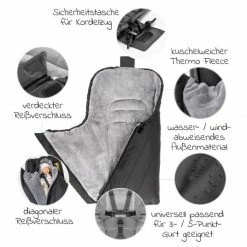Promo 🎉 Zamboo Winter Footmuff Deluxe for baby seat (Maxi-Cosi) - Black Grey 🔔 -Way Sales zamboo winter fusssack deluxe fur babyschale maxi cosi romer abc design cybex u v m schwarz grau 51037 90794 d2